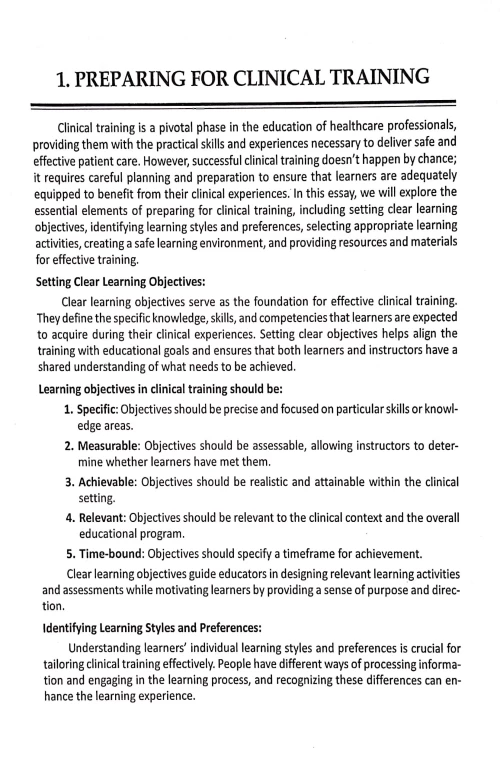 Text Book on Hand-Holding for Clinical Activity